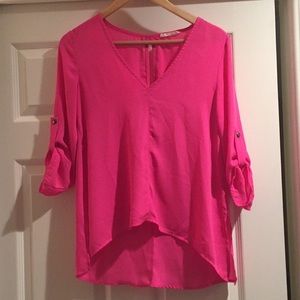 LUSH Pink hi-low blouse size small